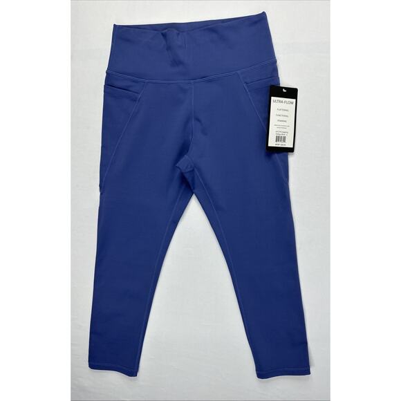 Vie Active Yoga Pants Women’s Size Large Blue Leggings Pockets New With Tags - Picture 1 of 9